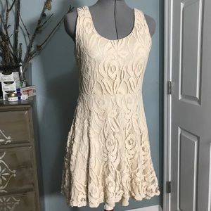 Damaged But Wearable Cream Lace Skater Dress